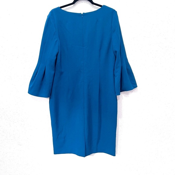 Jessica Howard teal Sheath Dress with tulip Bell Sleeves 14 - Picture 4 of 7